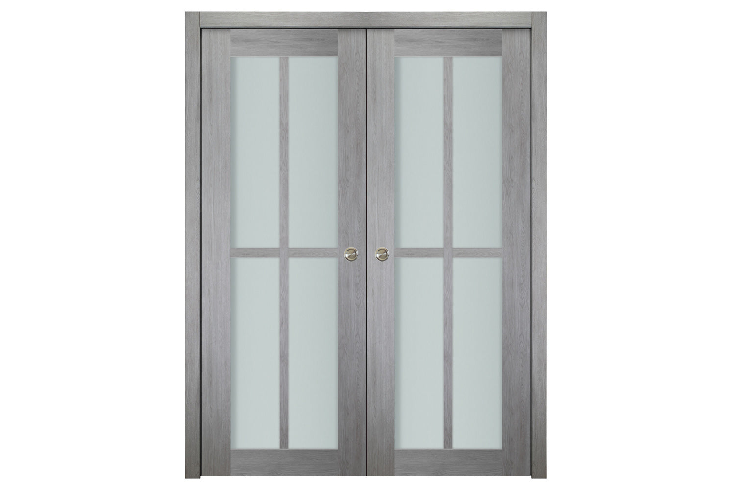 Nova Italia Light Gray 4-Lite Vertical Laminated French Door - Double Pocket