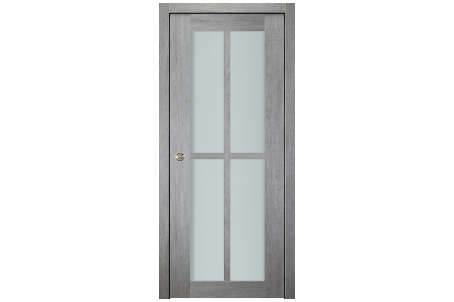 Nova Italia Light Gray 4-Lite Vertical Laminated French Door - Single Pocket