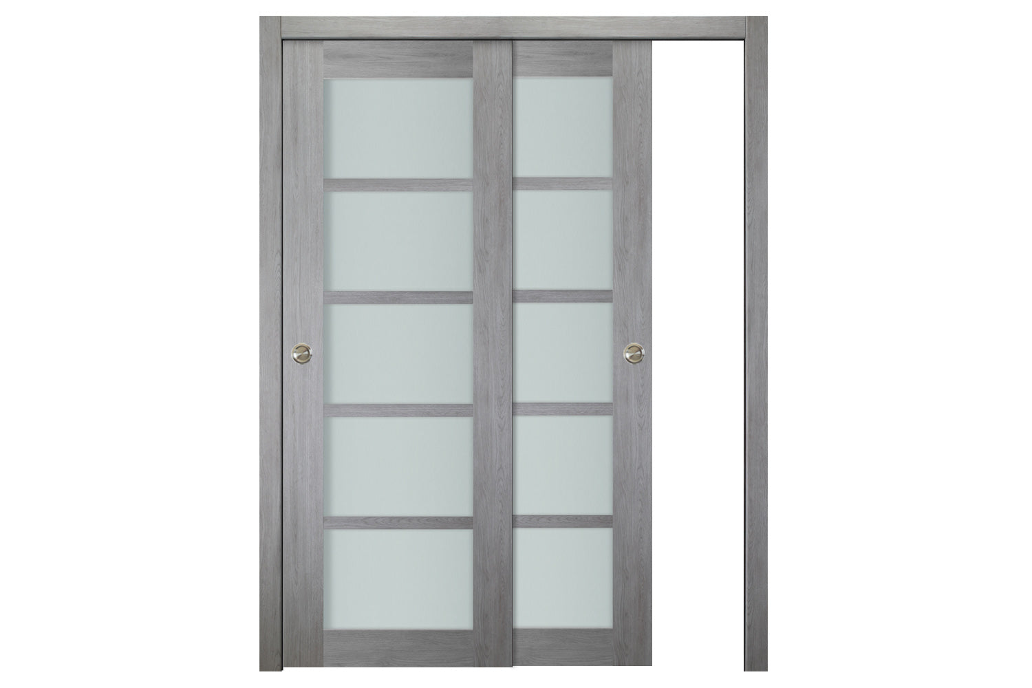 Nova Italia Light Gray 5-Lite Laminated French Door - Bypass Door