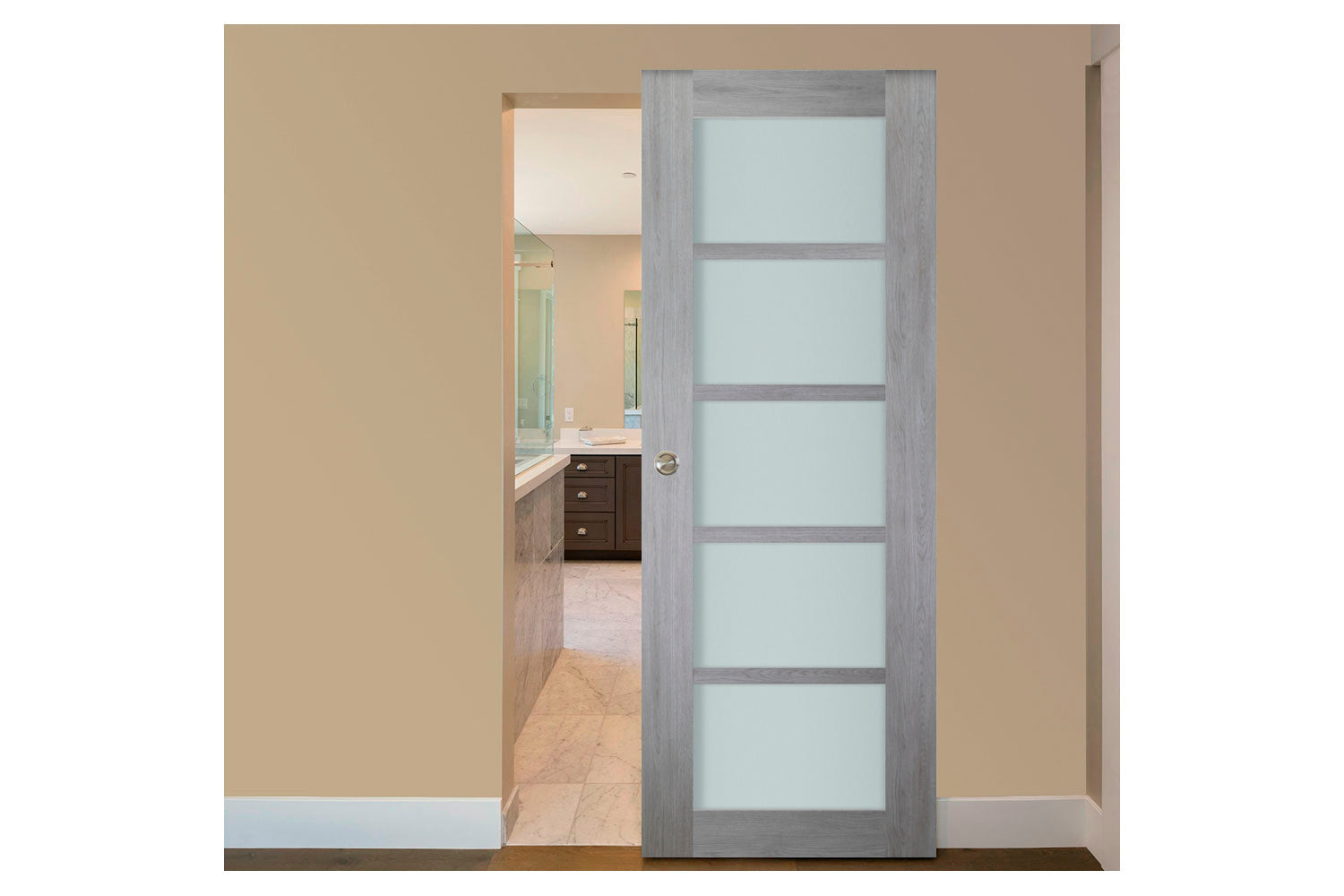 Nova Italia Light Gray 5-Lite Laminated French Door - Magic Door