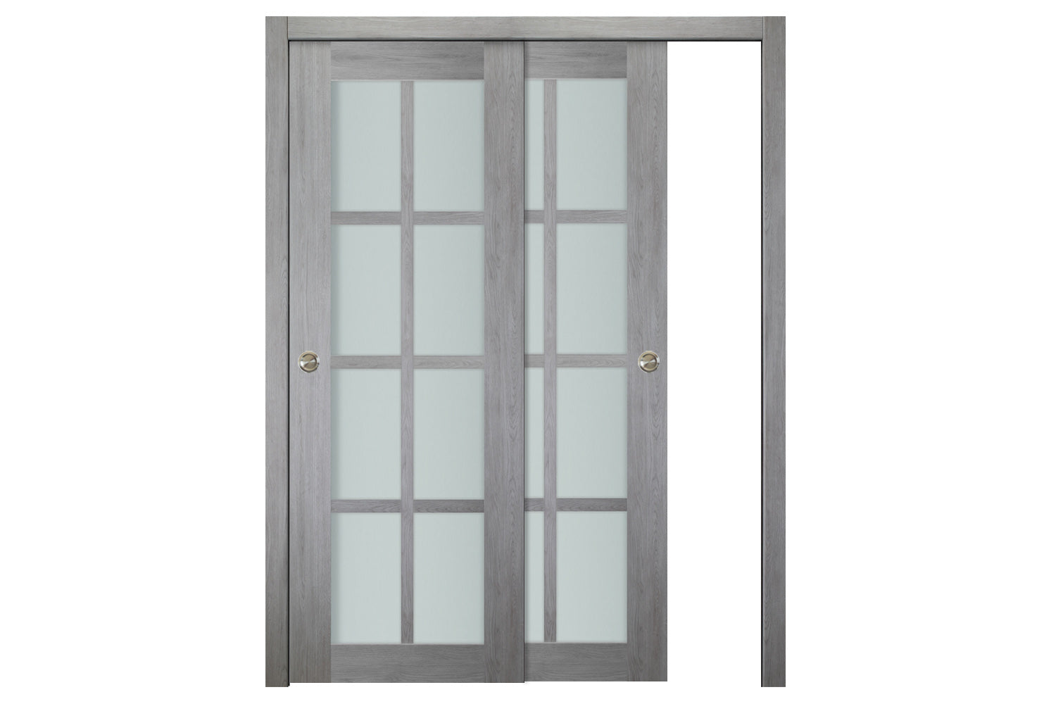 Nova Italia Light Gray 8-Lite Laminated French Door - Bypass Door