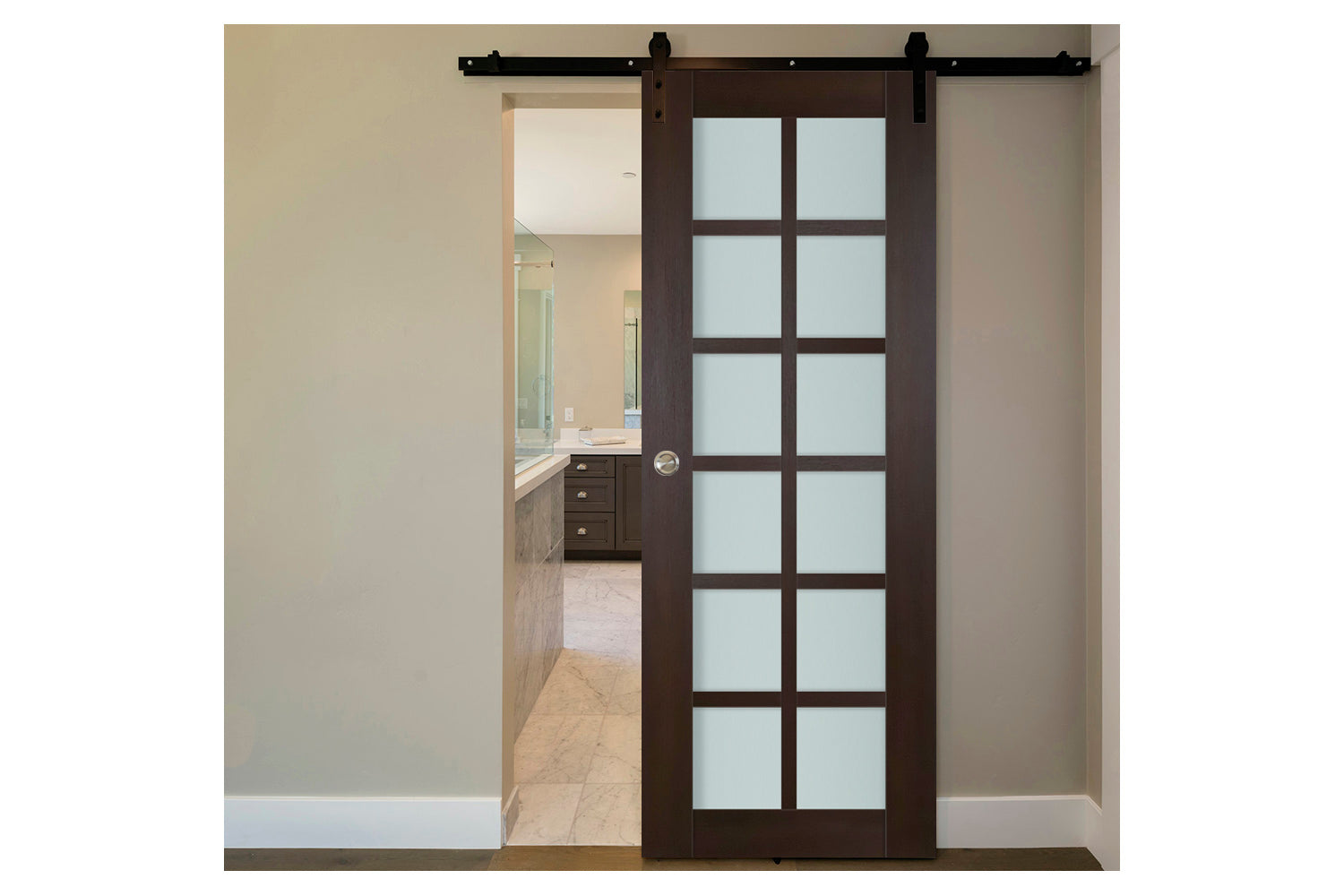 Nova Italia Premium Wenge 12-Lite Laminated French Door - Barn Door