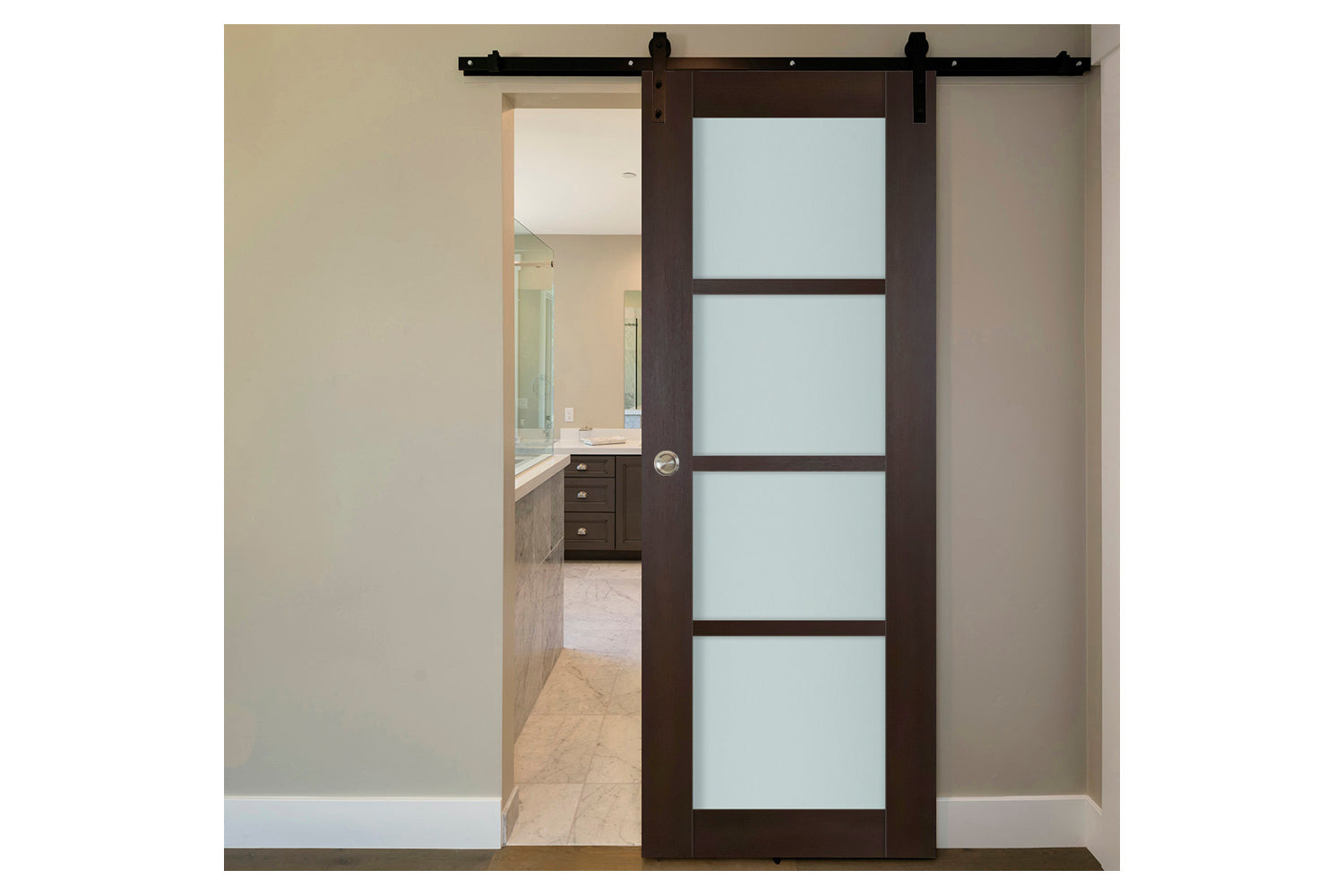 Nova Italia Premium Wenge 4-Lite Laminated French Door - Barn Door