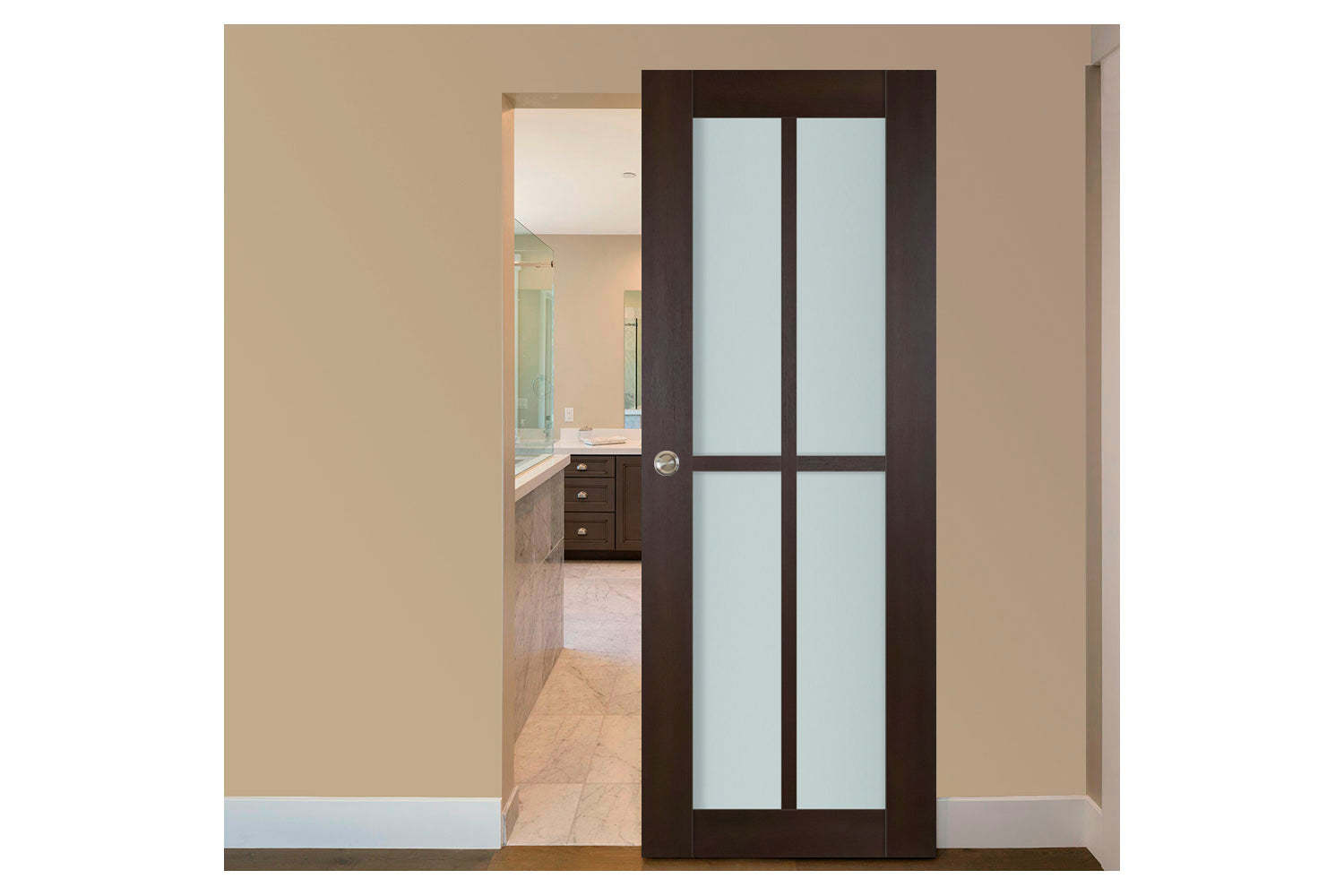 Nova Italia Premium Wenge 4-Lite Vertical Laminated French Door - Magic Door