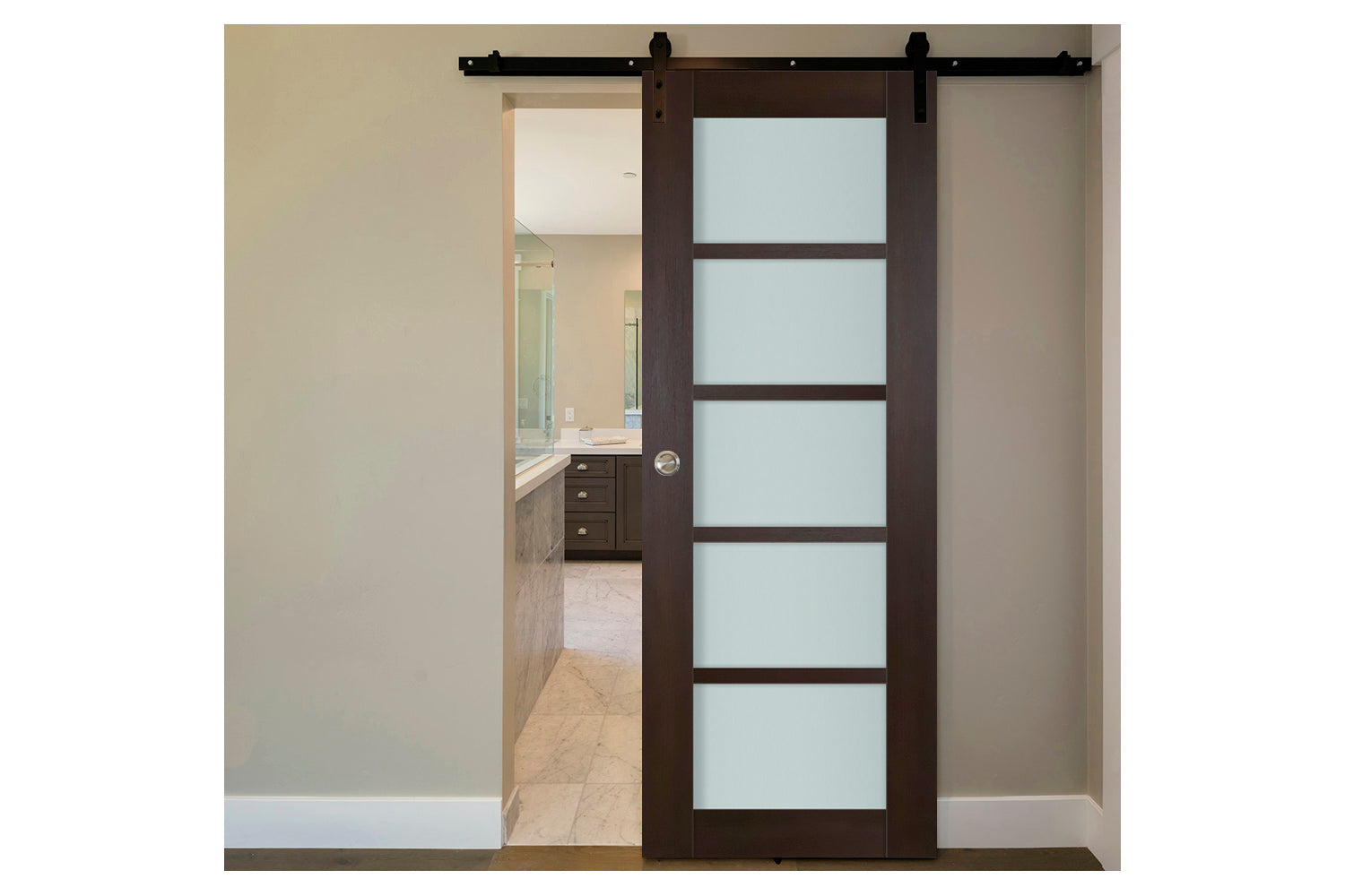 Nova Italia Premium Wenge 5-Lite Laminated French Door - Barn Door