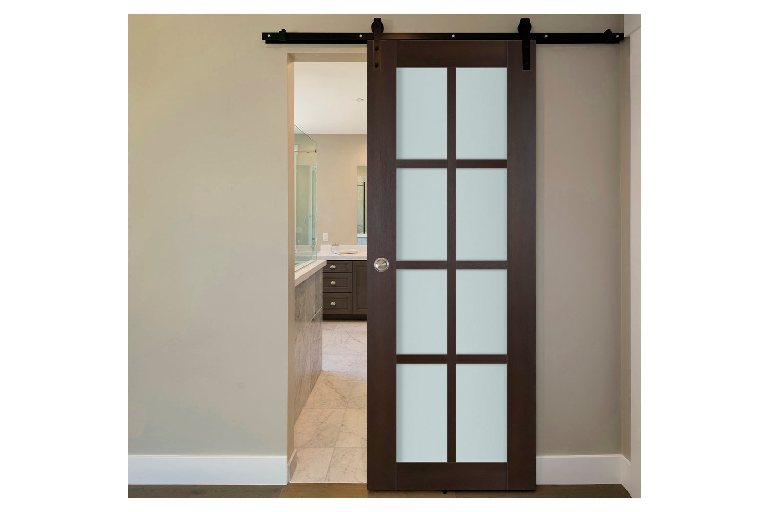 Nova Italia Premium Wenge 8-Lite Laminated French Door - Barn Door