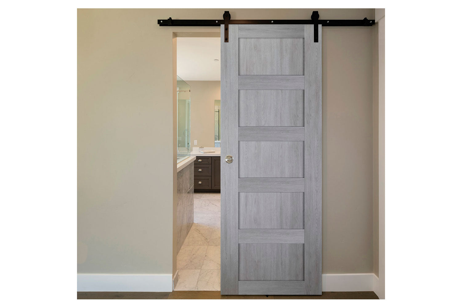 Nova Italia Stile 5 Lite Light Grey Laminate Interior Barn Door
