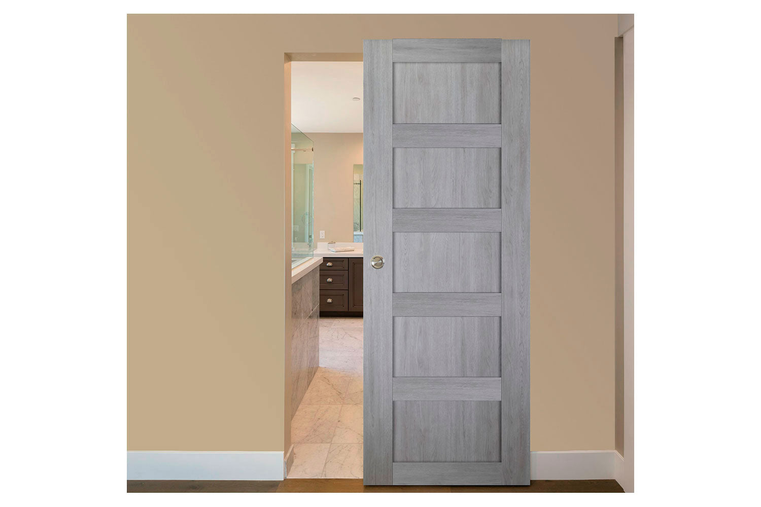 Nova Italia Stile 5 Lite Light Grey Laminate Interior Magic Sliding Door