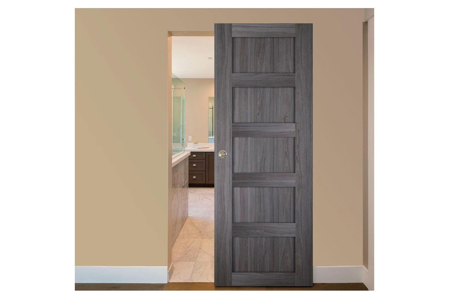 Nova Italia Stile 5 Lite Swiss Elm Laminate Interior Door - Magic Door