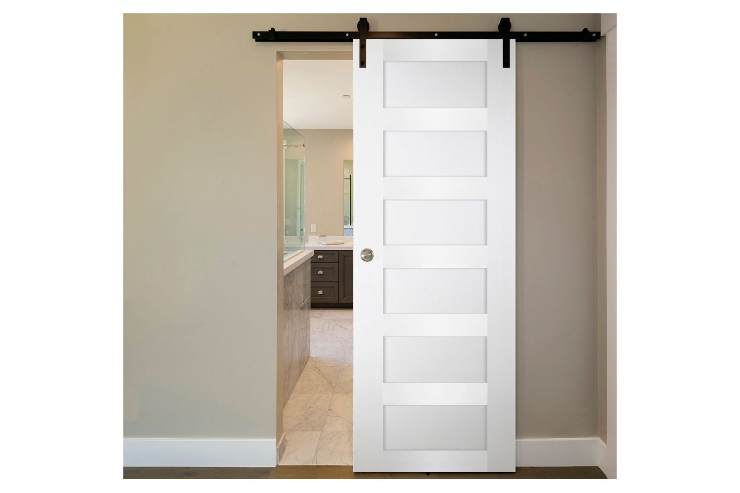 Nova Italia Stile 6 Lite Alaskan White Laminate Interior Barn Door