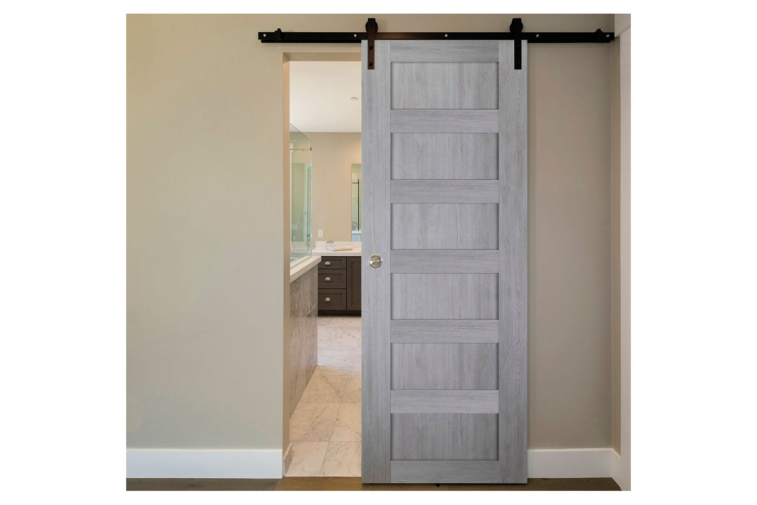 Nova Italia Stile 6 Lite Light Grey Laminate Interior Barn Door