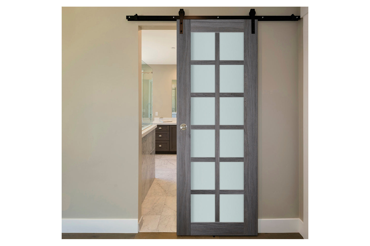 Nova Italia Swiss Elm 12-Lite Laminated French Door - Barn Door