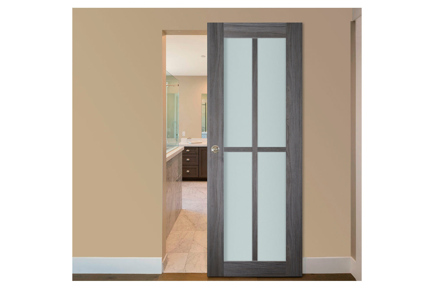 Nova Italia Swiss Elm 4-Lite Vertical Laminated French Door - Magic Door