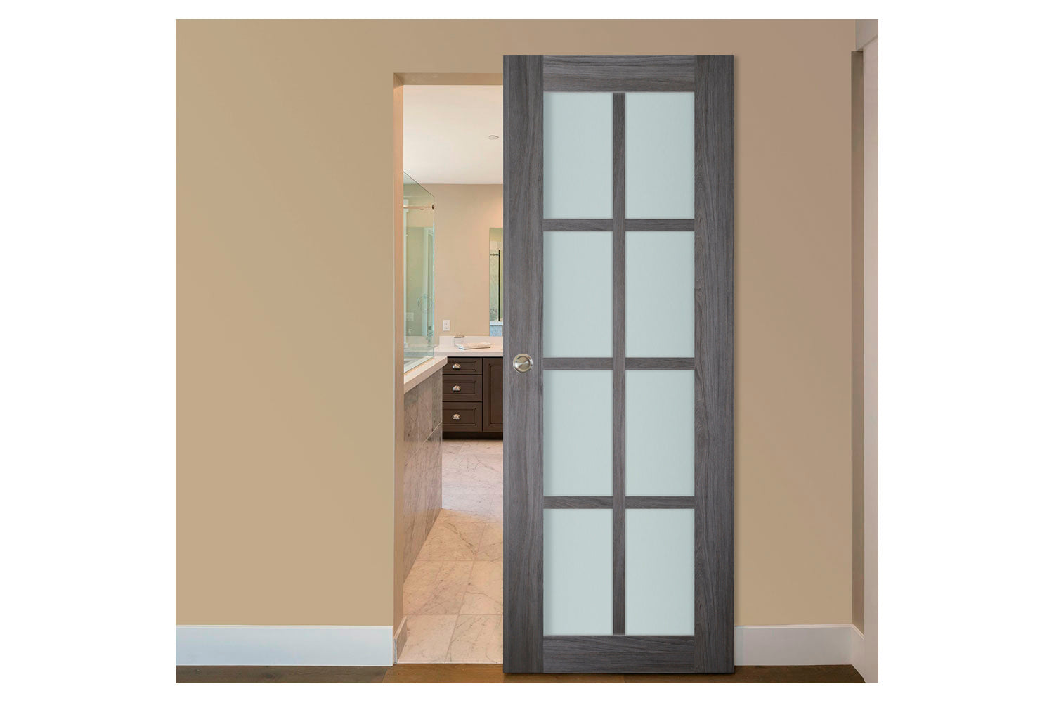 Nova Italia Swiss Elm 8-Lite Laminated French Door - Magic Door