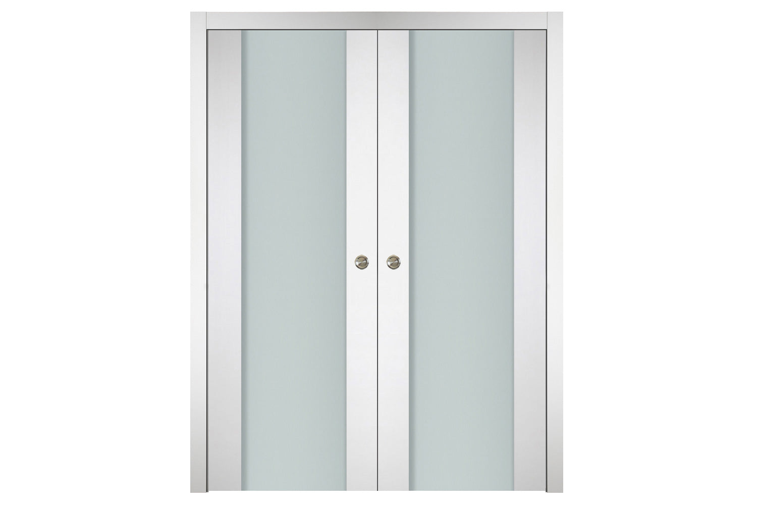 Nova Italia Vetro 01 Alaskan White Laminate Interior Door - Double Pocket Door