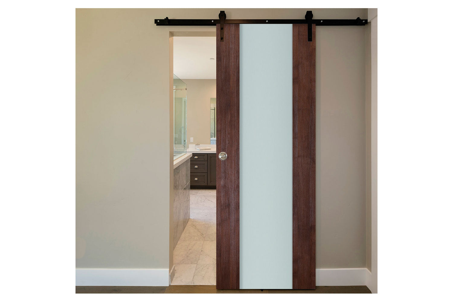Nova Italia Vetro 01 Prestige Brown Laminate Interior Door - Barn Door