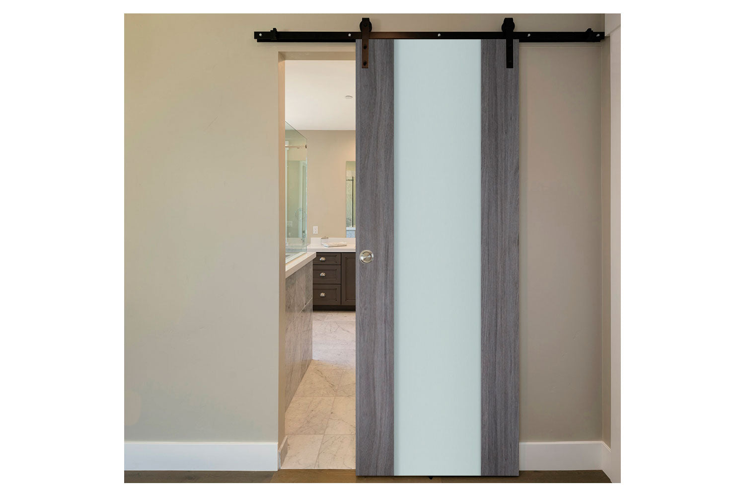 Nova Italia Vetro 01 Swiss Elm Laminate Interior Door - Barn Door