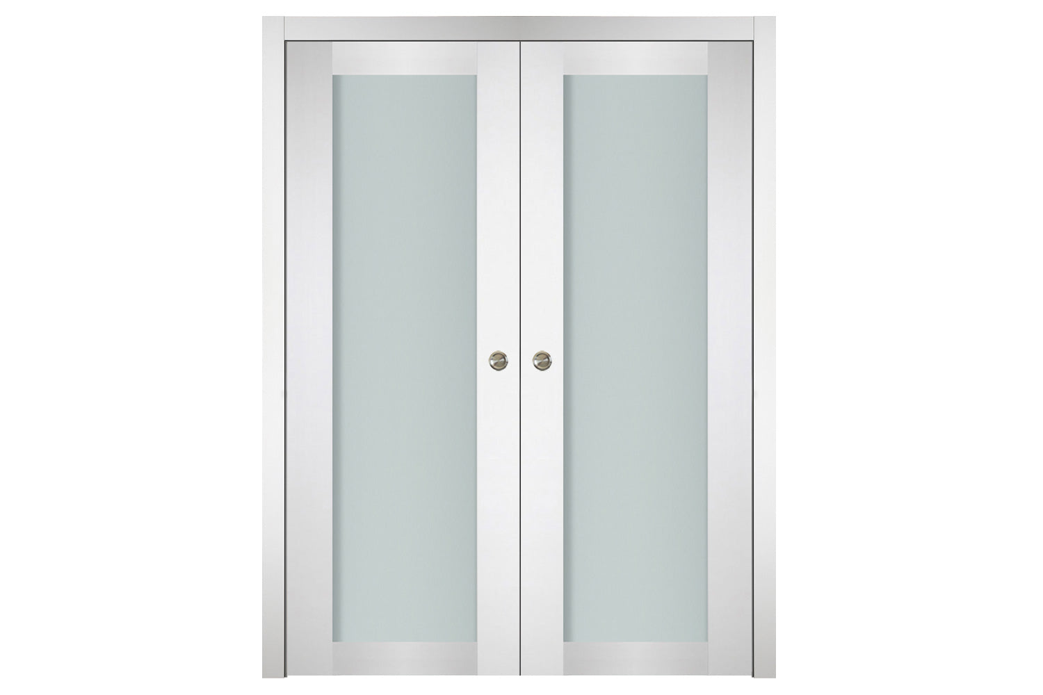 Nova Italia Vetro 1 Lite Alaskan White Laminate Interior Door - Double Pocket Door