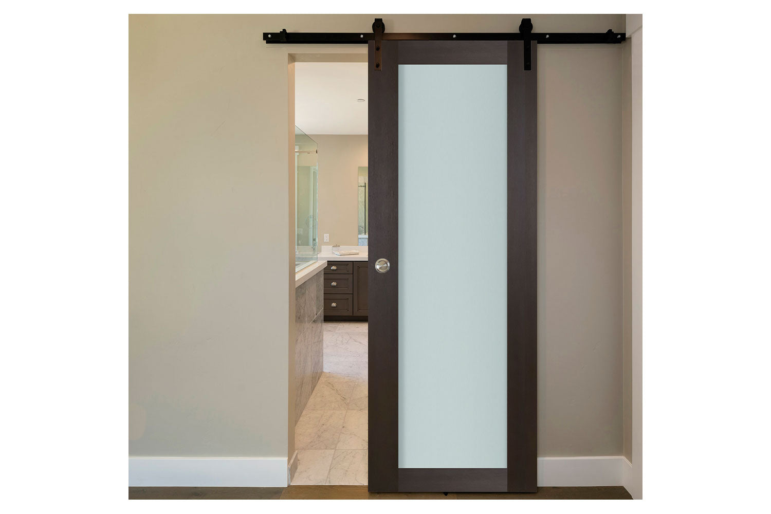 Nova Italia Vetro 1 Lite Premium Wenge Laminate Interior Barn Door