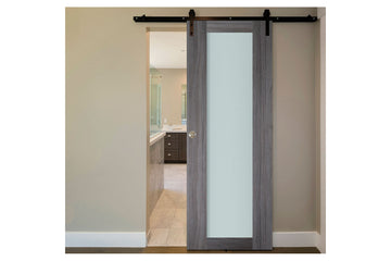 Nova Italia Vetro 1 Lite Swiss Elm Laminate Interior Barn Door