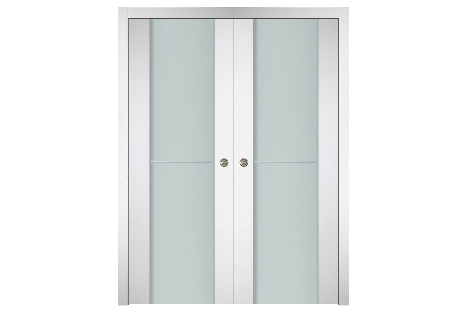 Nova Italia Vetro 1H Alaskan White Laminate Interior Door - Double Pocket Door