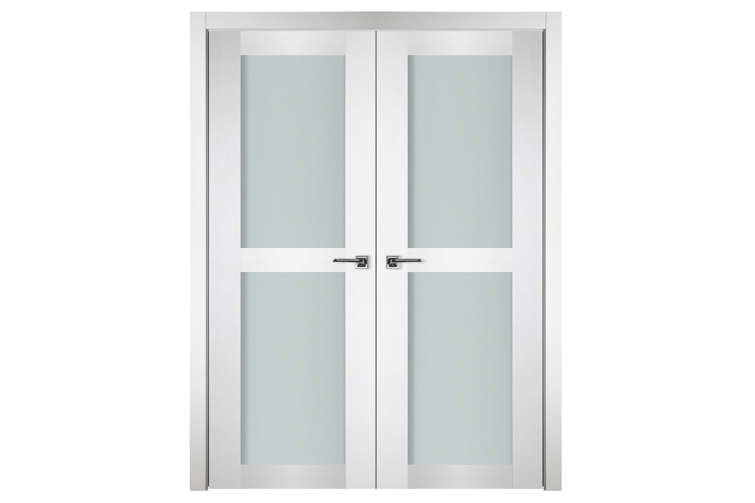 Nova Italia Vetro 2 Lite Alaskan White Laminate Interior Door - Double Door