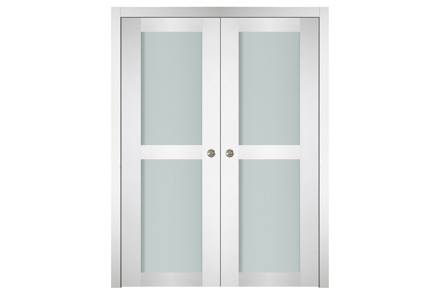 Nova Italia Vetro 2 Lite Alaskan White Laminate Interior Door - Double Pocket Door