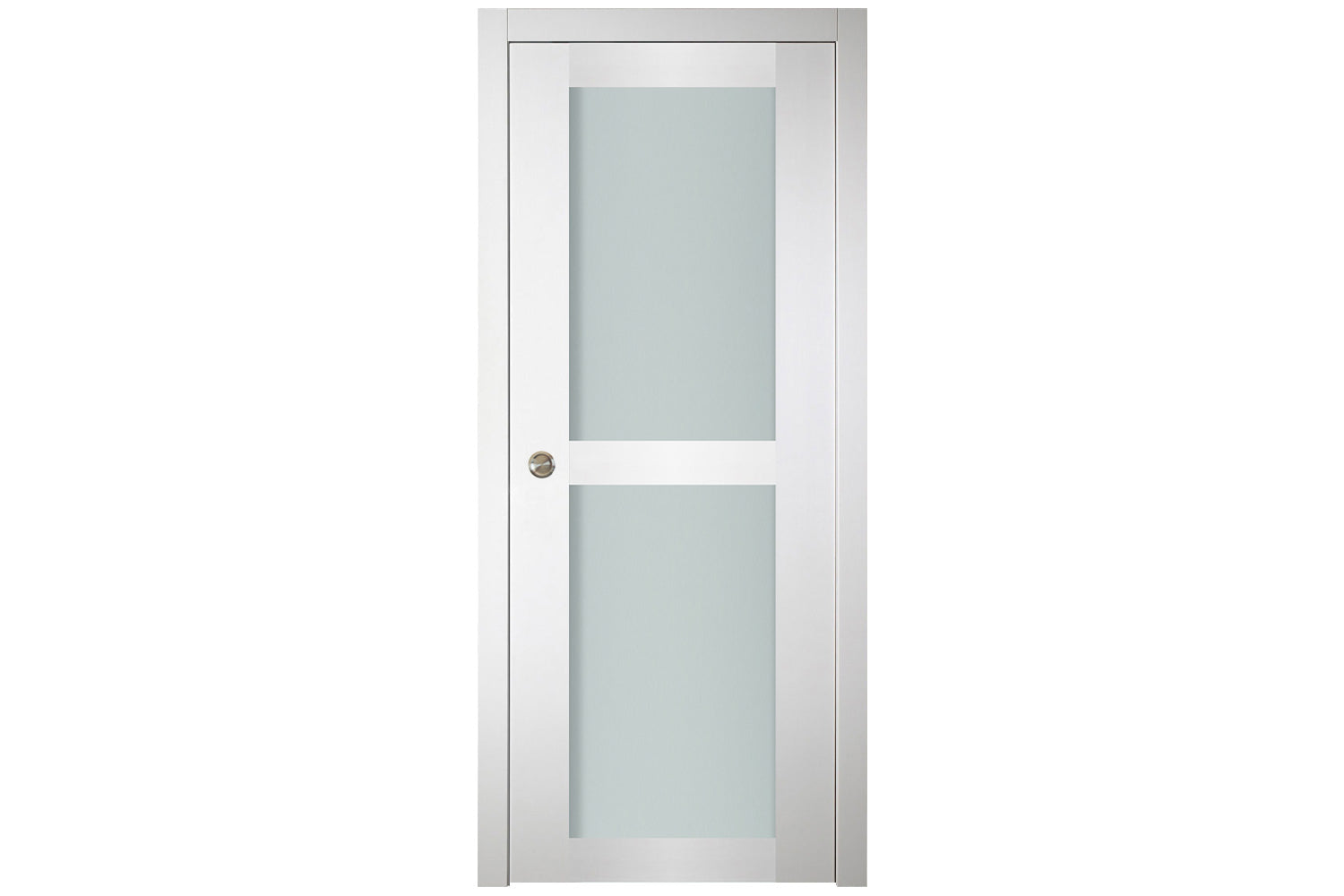 Nova Italia Vetro 2 Lite Alaskan White Laminate Interior Door - Single Pocket Door