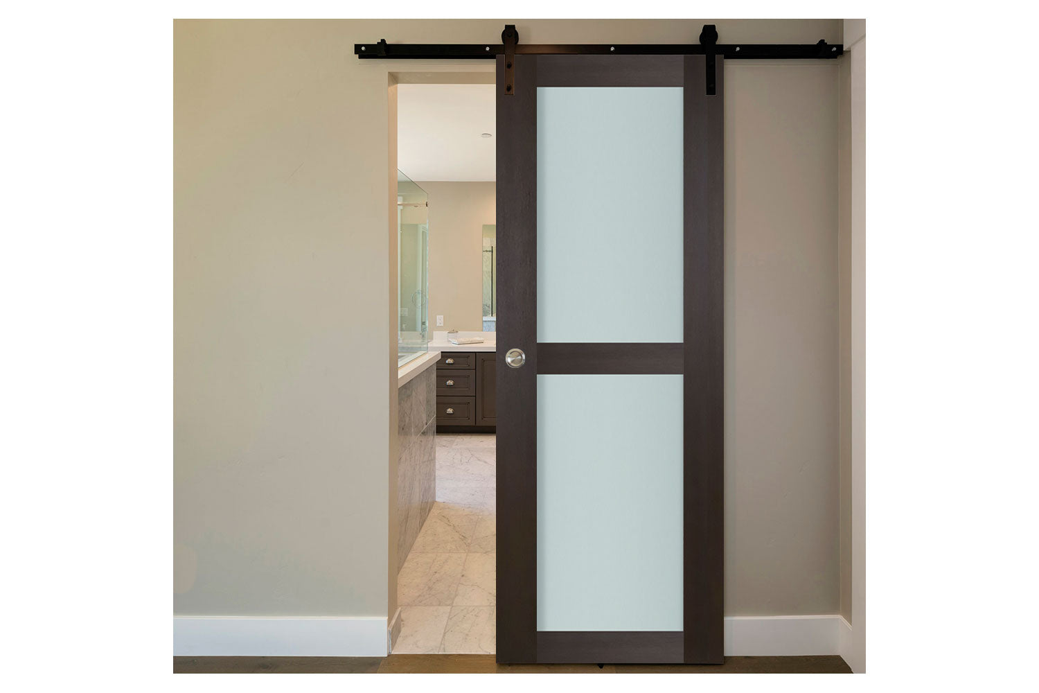 Nova Italia Vetro 2 Lite Premium Wenge Laminate Interior Barn Door