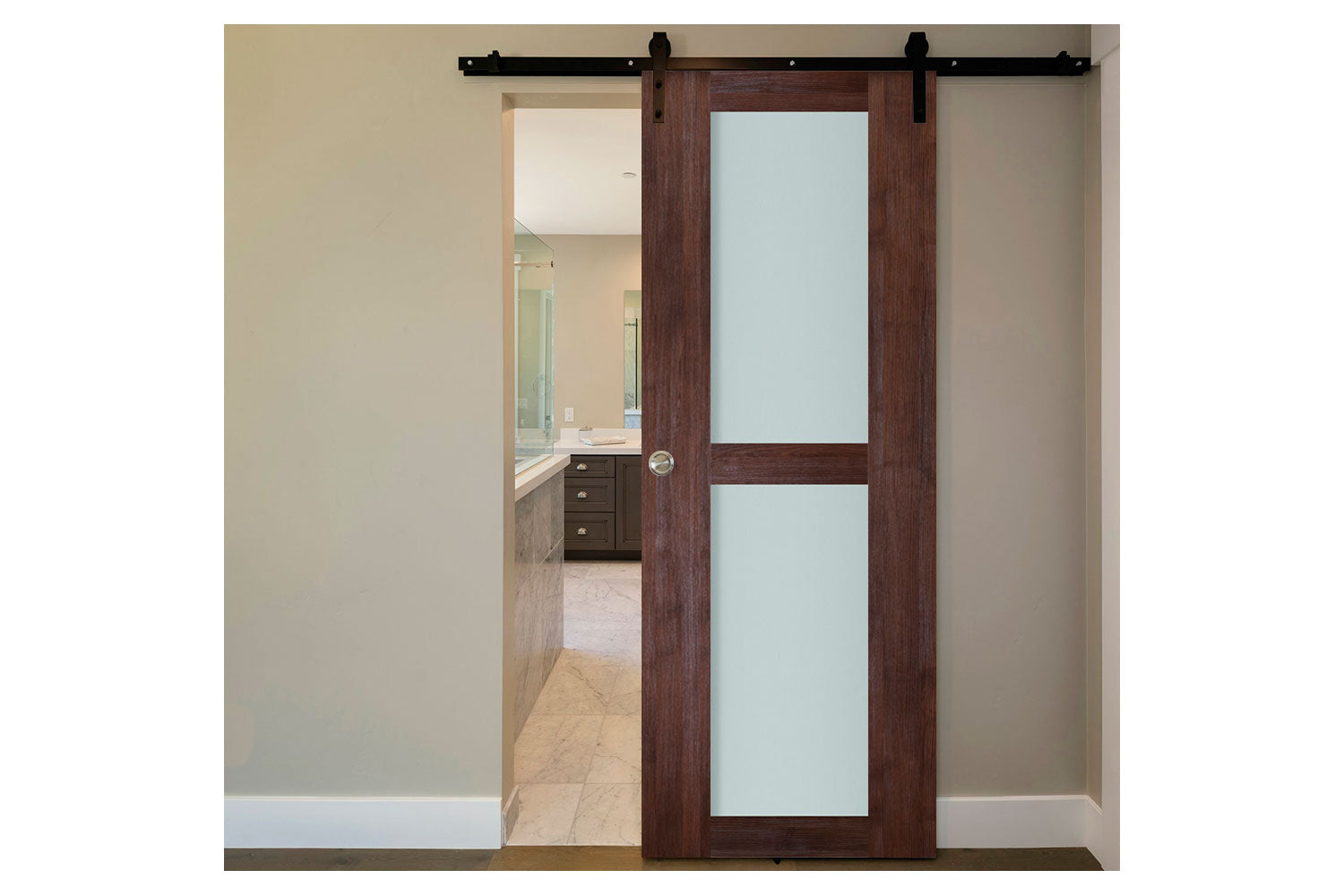 Nova Italia Vetro 2 Lite Prestige Brown Laminate Interior Barn Door