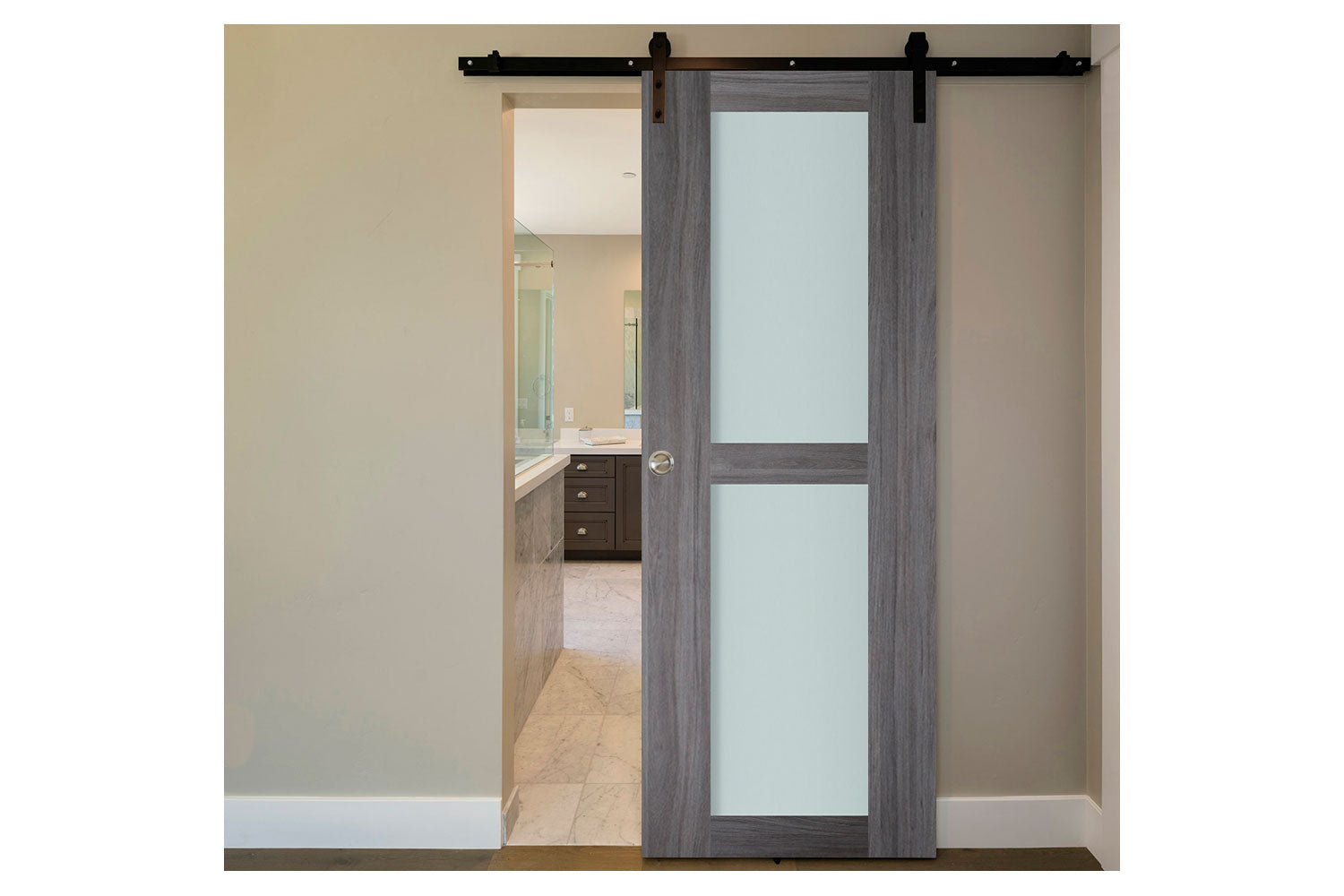 Nova Italia Vetro 2 Lite Swiss Elm Laminate Interior Door - BArn Door