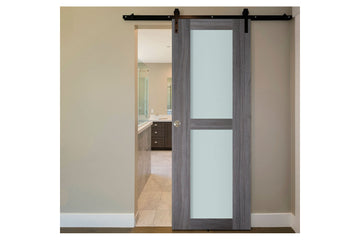 Nova Italia Vetro 2 Lite Swiss Elm Laminate Interior Barn Door