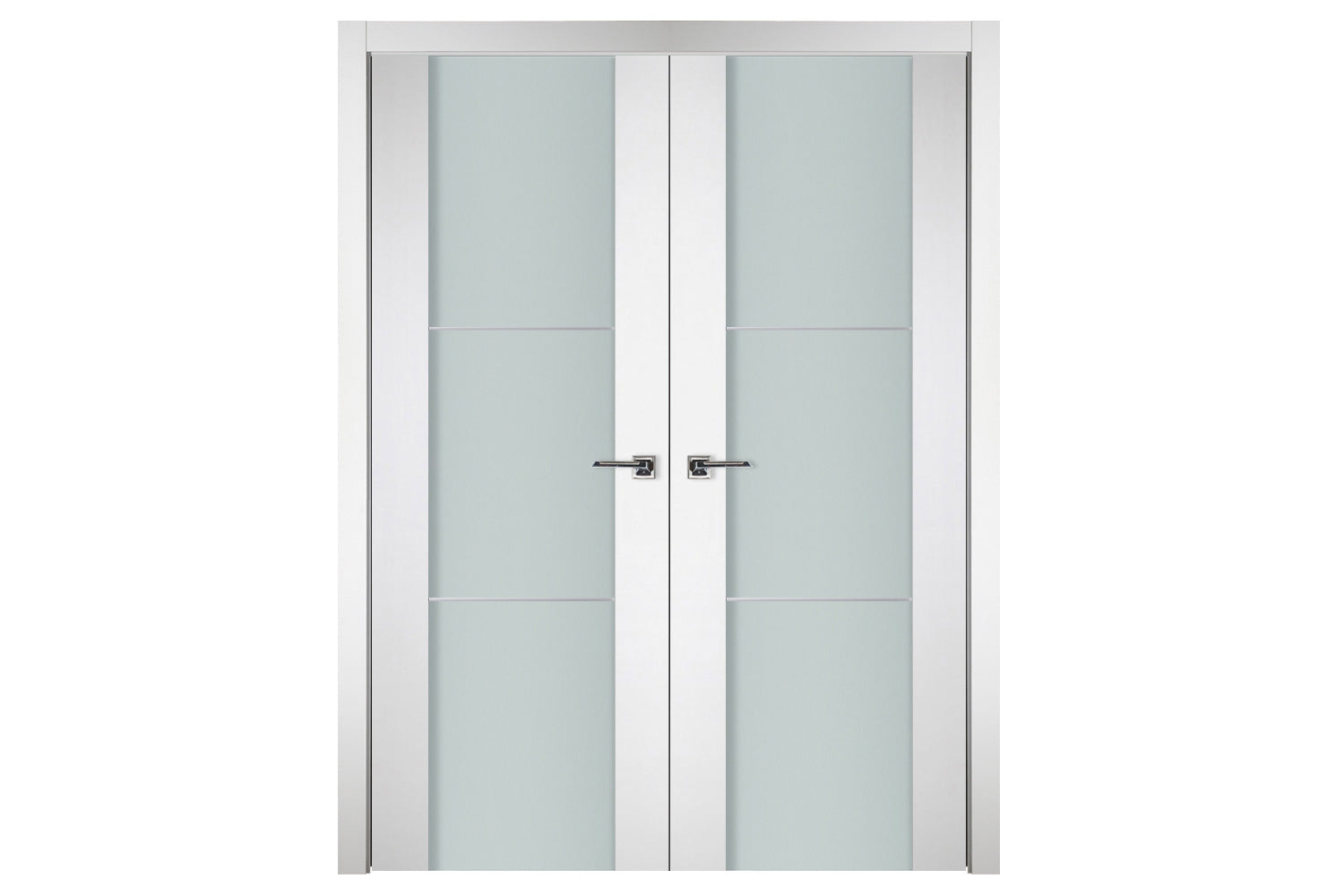 Nova Italia Vetro 2H Alaskan White Laminate Interior Door - Double Door