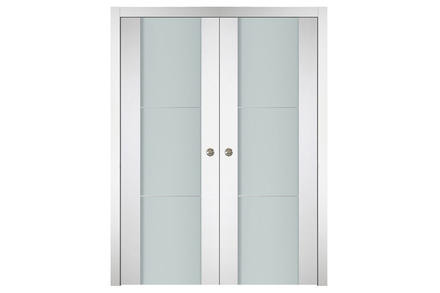 Nova Italia Vetro 2H Alaskan White Laminate Interior Door - Double Pocket Door