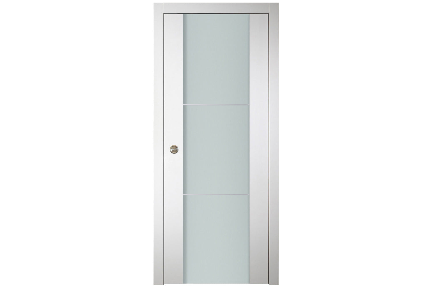 Nova Italia Vetro 2H Alaskan White Laminate Interior Door - Single Pocket Door