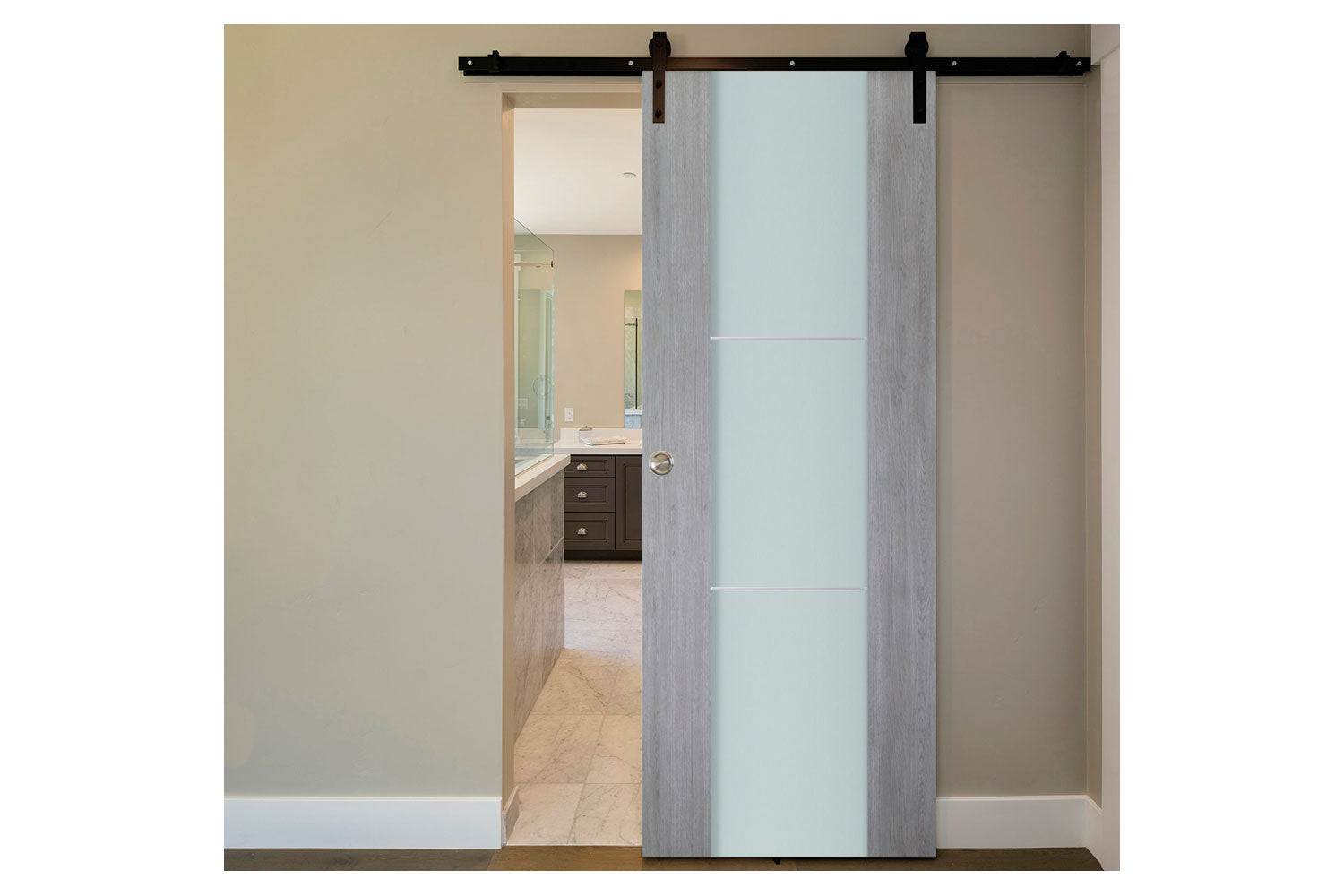 Nova Italia Vetro 2H Light Grey Laminate Interior Door - Barn Door