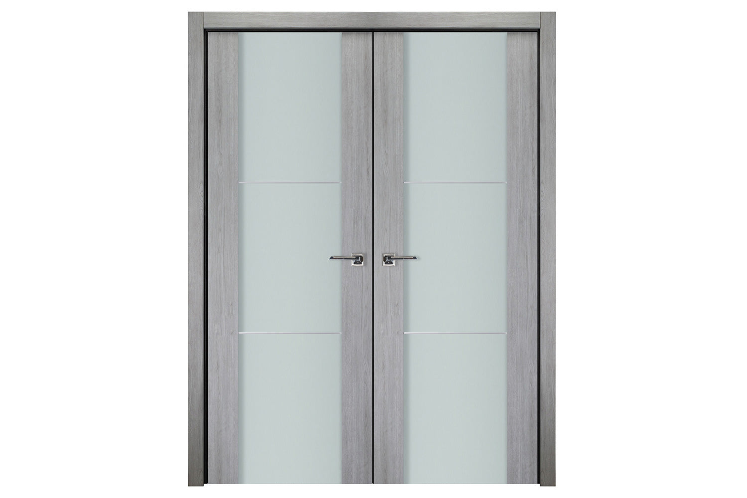 Nova Italia Vetro 2H Light Grey Laminate Interior Door - Double Door