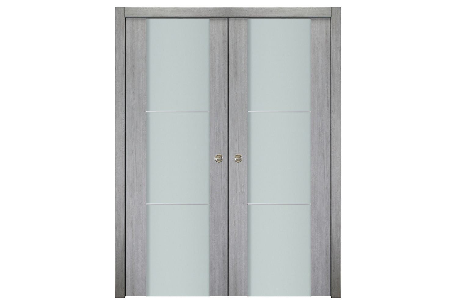 Nova Italia Vetro 2H Light Grey Laminate Interior Door - Double Pocket Door