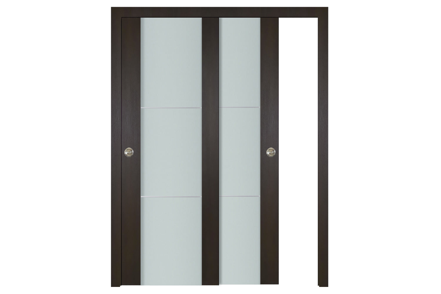Nova Italia Vetro 2H Premium Wenge Laminate Interior Door - Sliding Bypass