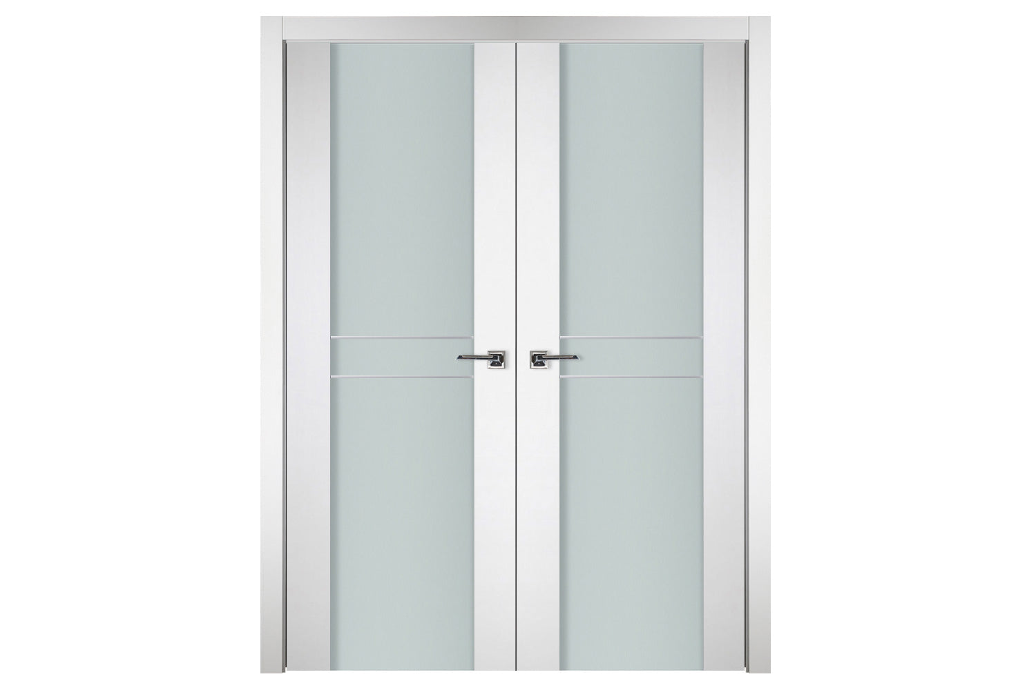 Nova Italia Vetro 2HC Alaskan White Laminate Interior Door - Double Door