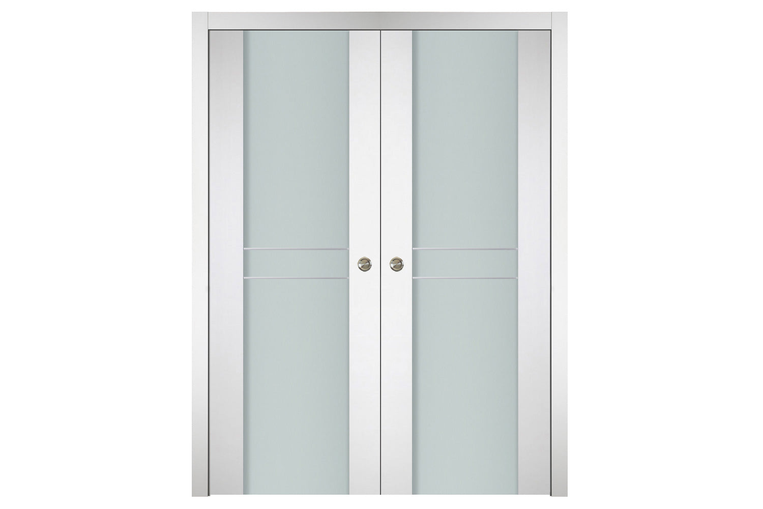 Nova Italia Vetro 2HC Alaskan White Laminate Interior Door - Double Pocket Door
