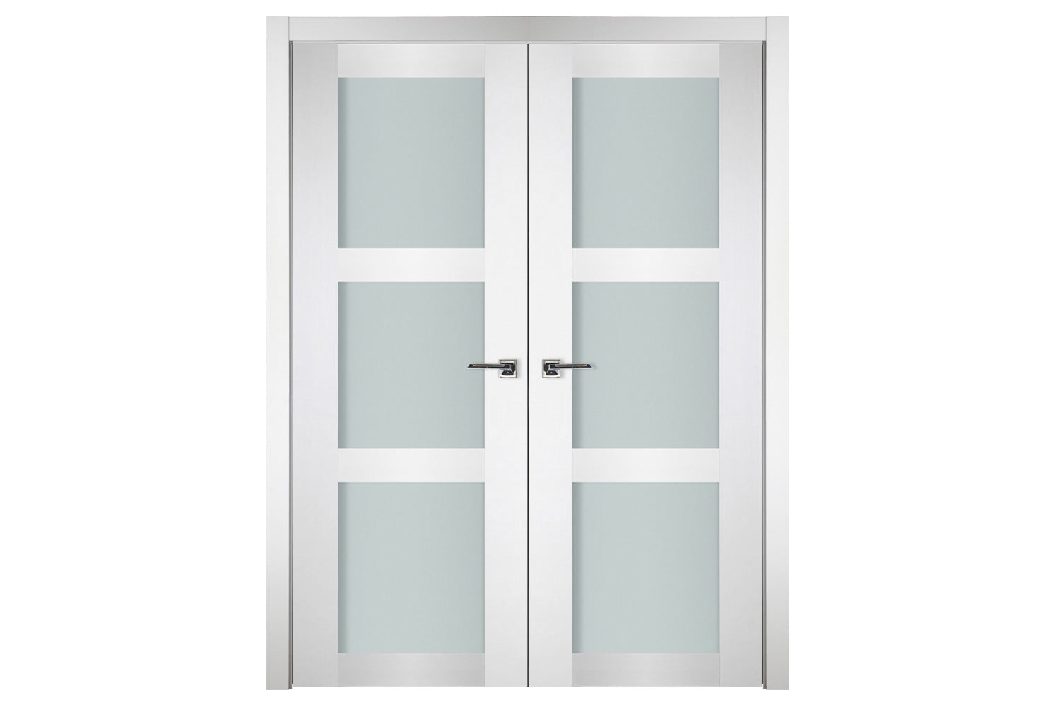 Nova Italia Vetro 3 Lite Alaskan White Laminate Interior Door - Double Door