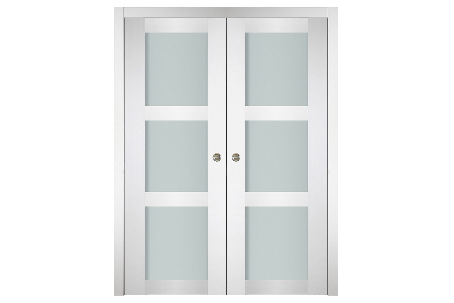 Nova Italia Vetro 3 Lite Alaskan White Laminate Interior Door - Double Pocket Door