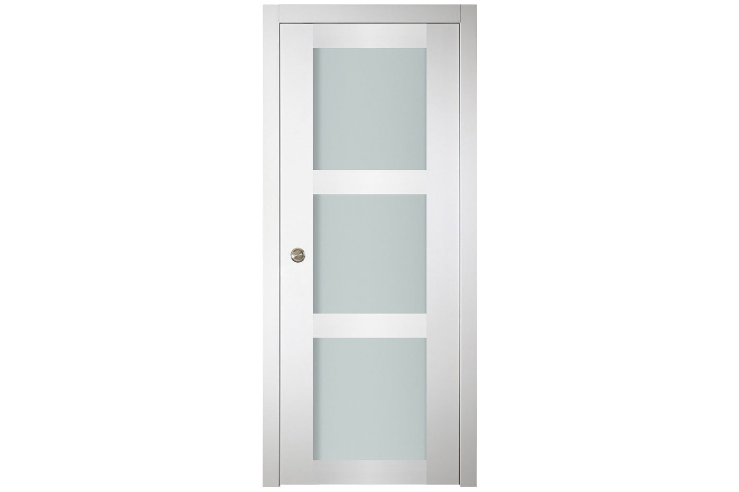 Nova Italia Vetro 3 Lite Alaskan White Laminate Interior Door - Single Pocket Door