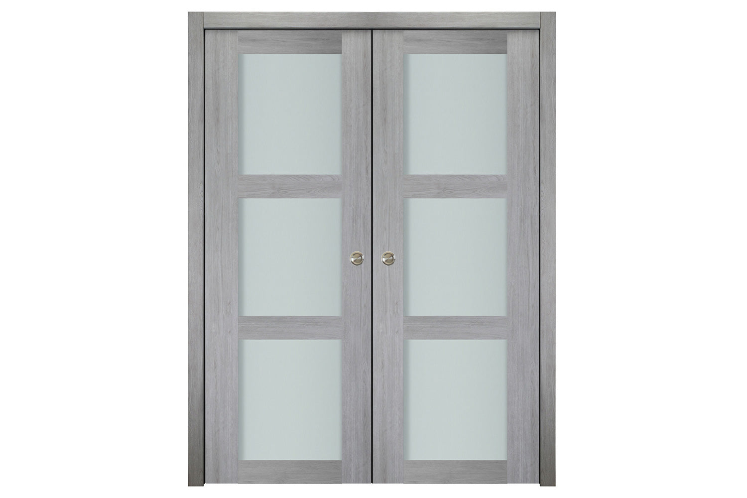 Nova Italia Vetro 3 Lite Light Grey Laminate Interior Door - Double Pocket Door