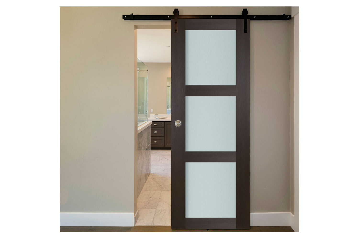 Nova Italia Vetro 3 Lite Premium Wenge Laminate Interior Barn Door