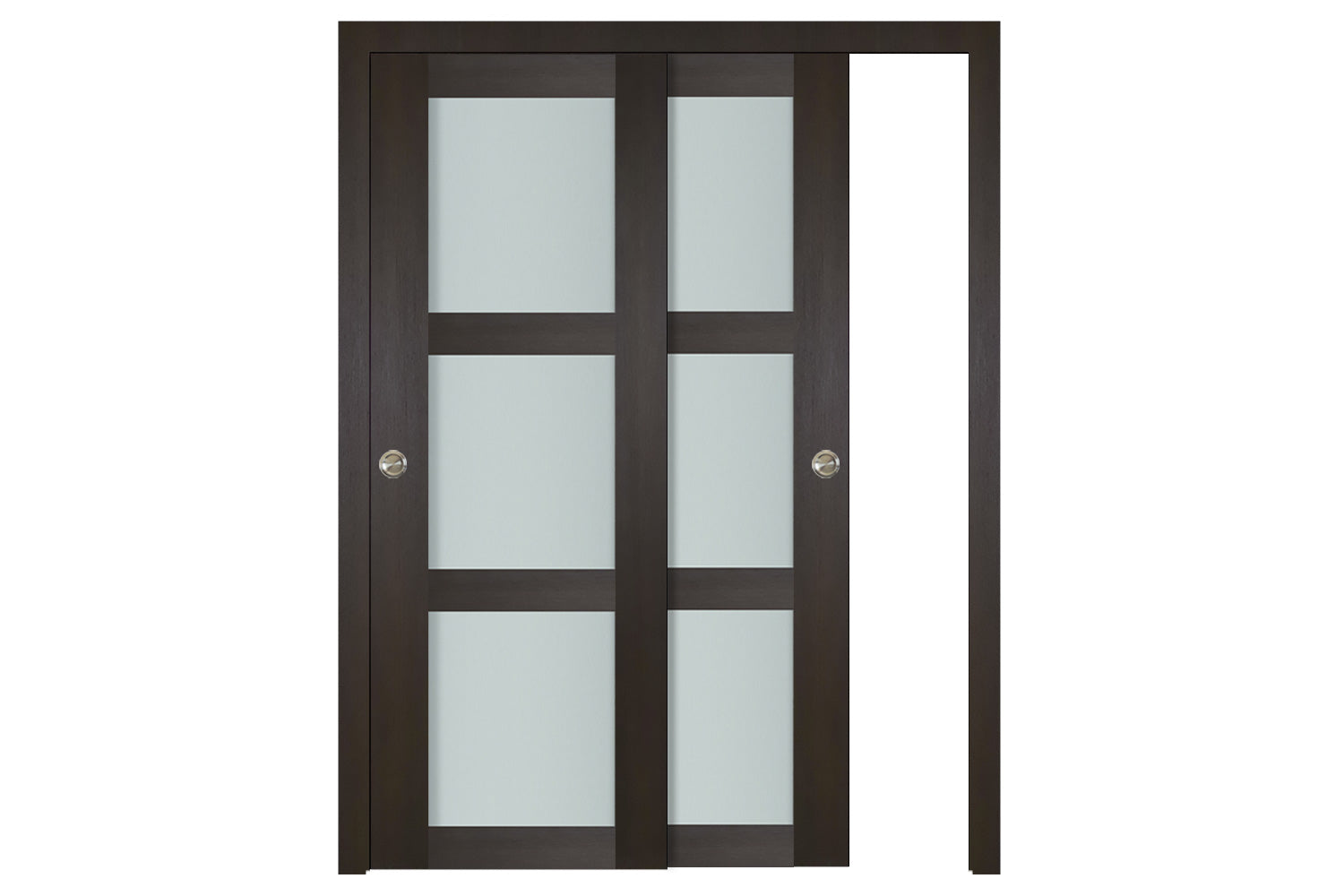 Nova Italia Vetro 3 Lite Premium Wenge Laminate Interior Door - Sliding Bypass