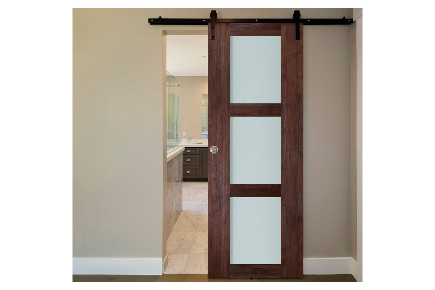 Nova Italia Vetro 3 Lite Prestige Brown Laminate Interior Barn Door