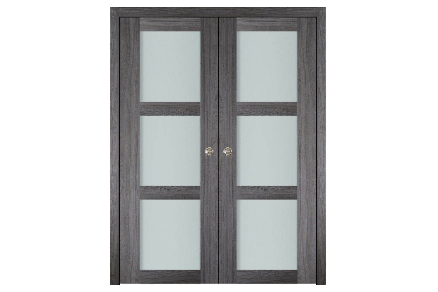 Nova Italia Vetro 3 Lite Swiss Elm Laminate Interior Door - Double Pocket Door