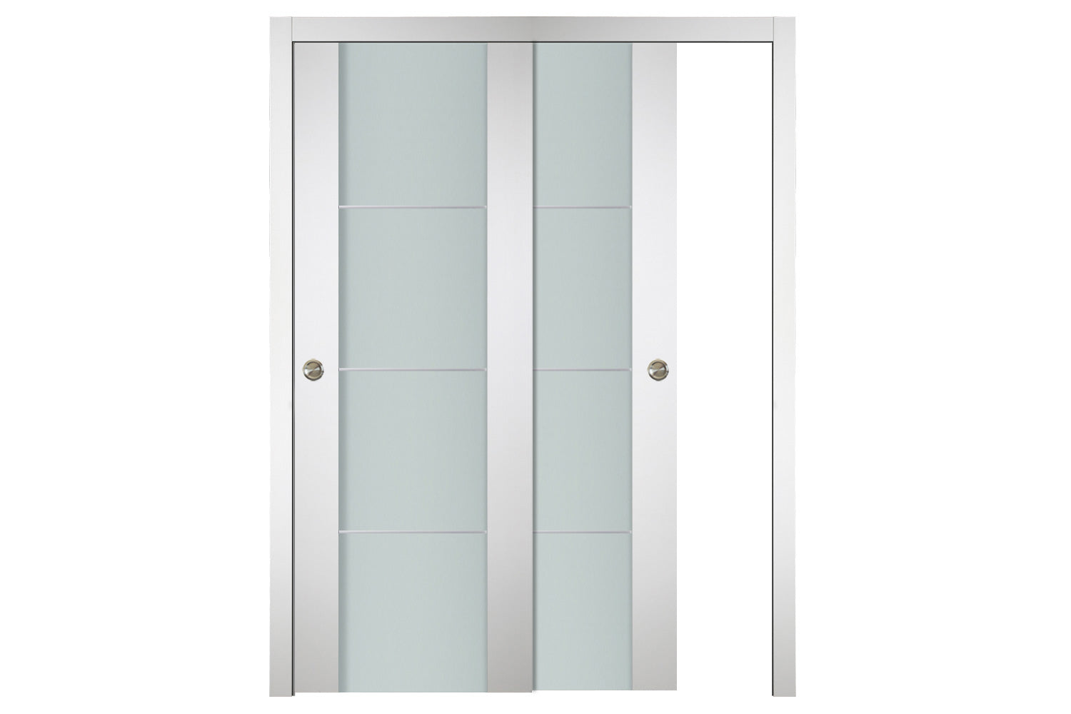 Nova Italia Vetro 3H Alaskan White Laminate Interior Door - Bypass Door